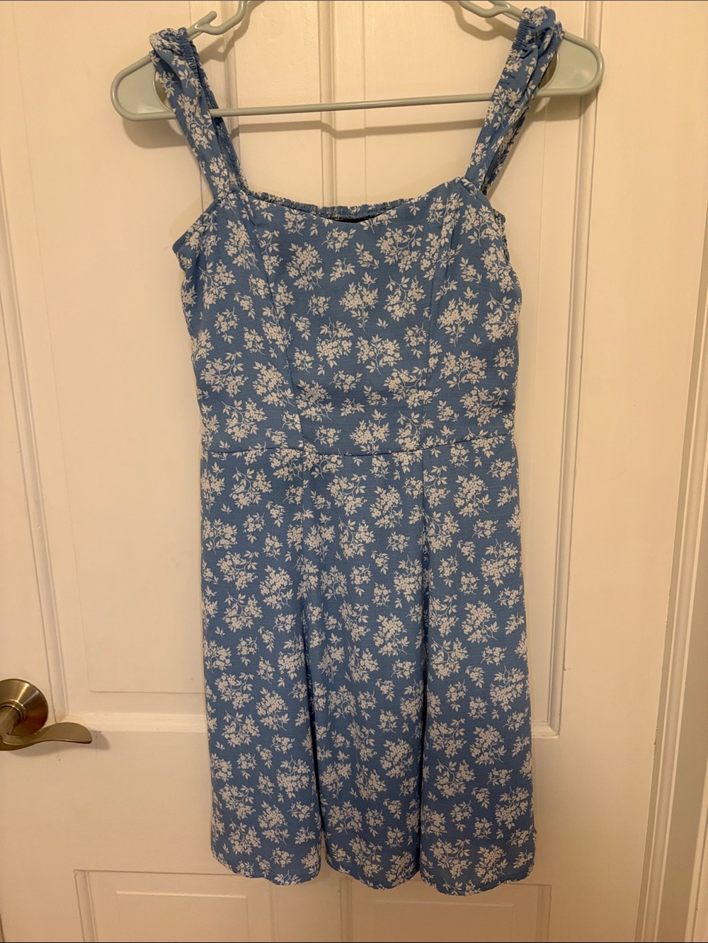 Trixxi Sky Blue Floral Dress with White Blossom Print